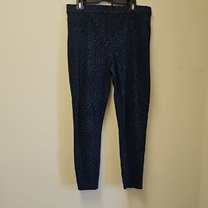 SPANX Navy Blue Animal-Pattern Leggings Sz XL